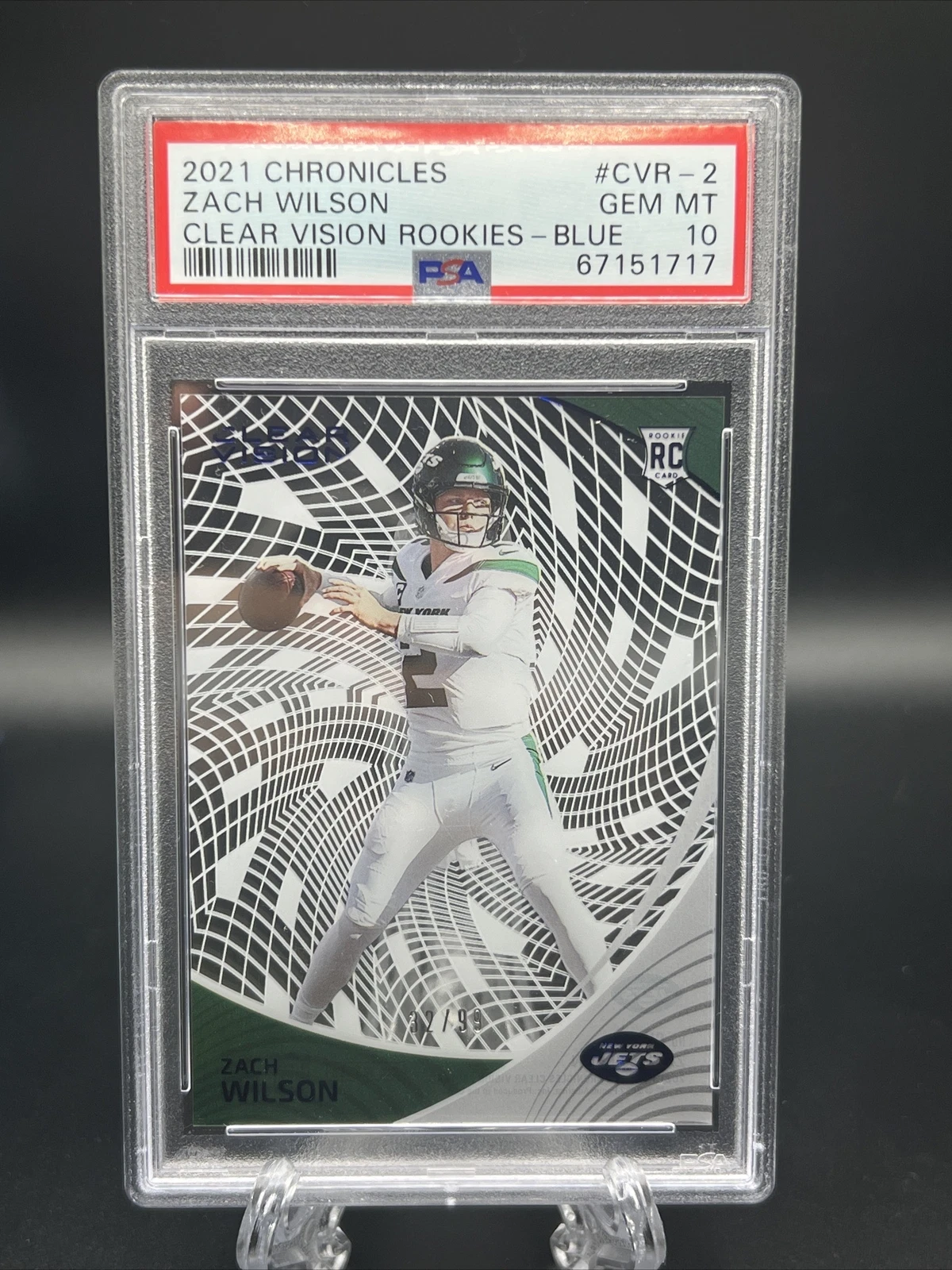 Zach Wilson Panini Chronicles Clear Vision Rookies #CVR2 Blue