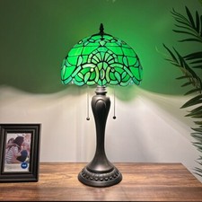 Tiffany Style Table Lamp Green Stained Glass Baroque Style LED Bulb Include 22  H