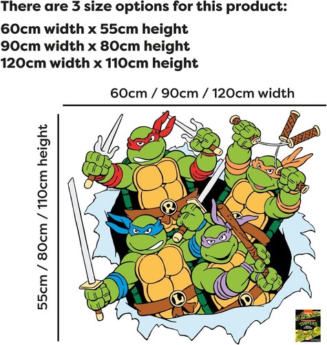 Teenage Mutant Ninja Turtles Wall Sticker - Group Ripping Through Wall Decal TMN - Picture 2 of 6