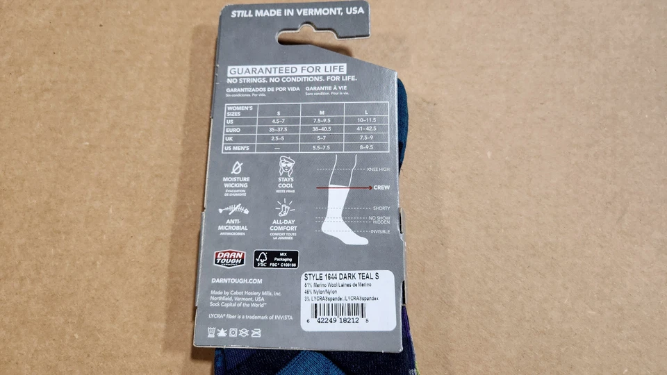 Darn Tough Women's Mystic Stripe Crew Lightweight Lifestyle Sock Dark Teal Small - Image 3 of 3