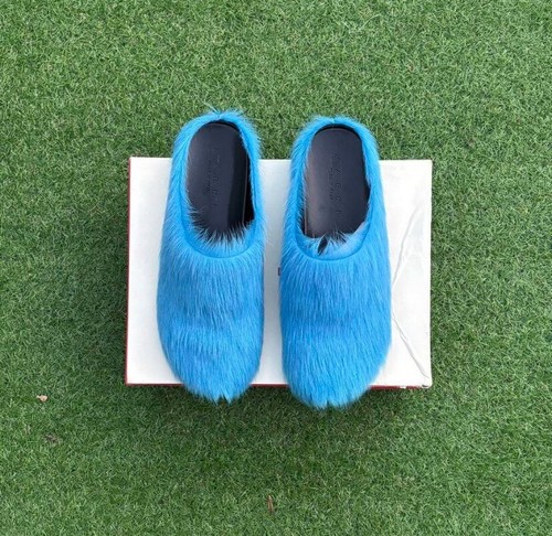 Marni sky blue Fur Slide Mules eBay