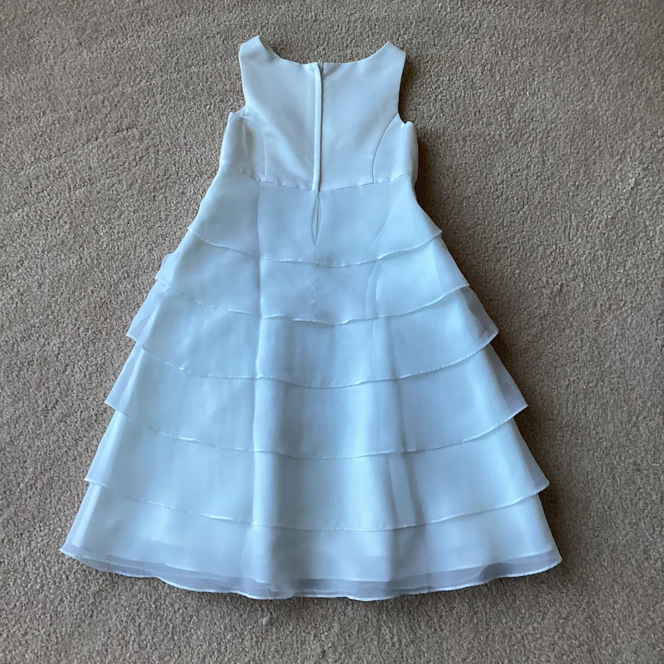VESTIDO FORMAL BLANCO SIN MANGAS DAVIDS BRIDAL INFANTE 2T, FALDA ESCALONADA O EN CAPAS Foto 4 de 4