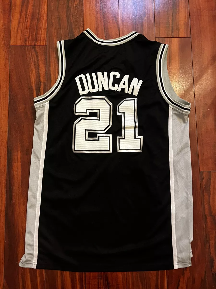 San Antonio Spurs Tim Duncan Mens Adidas XL Jersey Gray Stitched Logo