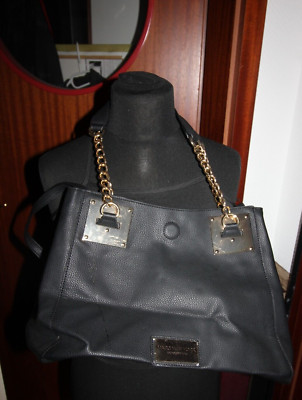 LUXUS NEW YORK ANDREW MARC HANDTASCHE SHOPPER GOLDFARBENE DETAILS XL BLACK KETTE