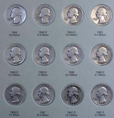 1932-1947 Washington Quarters H.E. Harris Folder Album 41 Coins missing 2 WQ72 - Picture 9 of 10
