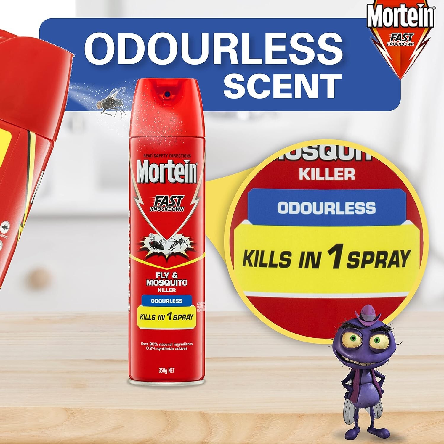 2X Mortein Fast Knockdown Insect Spray Odourless Fly & Mosquito Killer