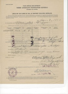1923 world war 1 bond redemption document L.A. / Bloomingdale, Michigan