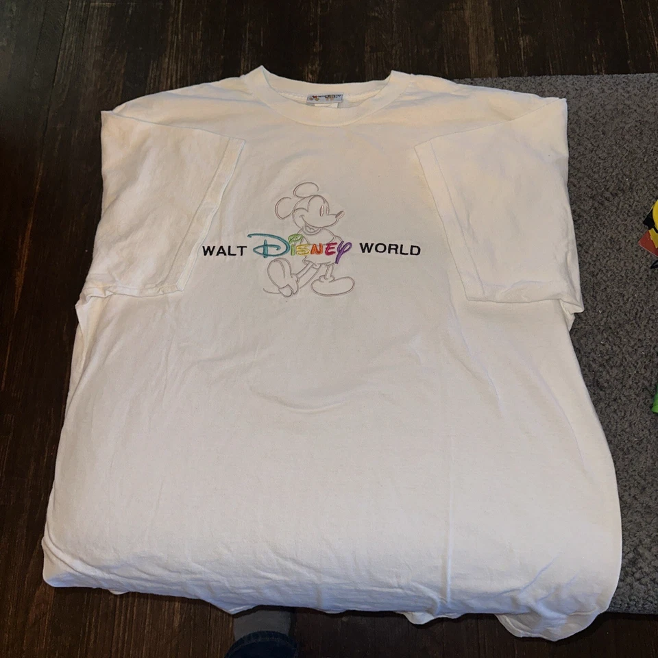 Camisa Bordada Vintage Walt Disney World XL Multicolor Mickey Mouse Foto 4 de 4