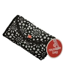 Target burst reusable shopping bag foldable black and red New