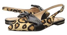 Sam Edelman Rupert Ballet Slingback Studded Bow Ballet Flat Leopard Hair Calf 7