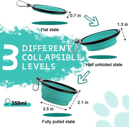 6 Pack Collapsible Dog Bowls for Travel Portable Pet Dog Food & Water Bowl Dish - Picture 5 of 16