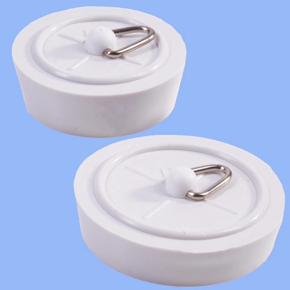 10x RUBBER BASIN BATH PLUG 38mm/45mm White Kitchen Bathroom Sink Tub 1.5" 1.75" - Image 2 of 2