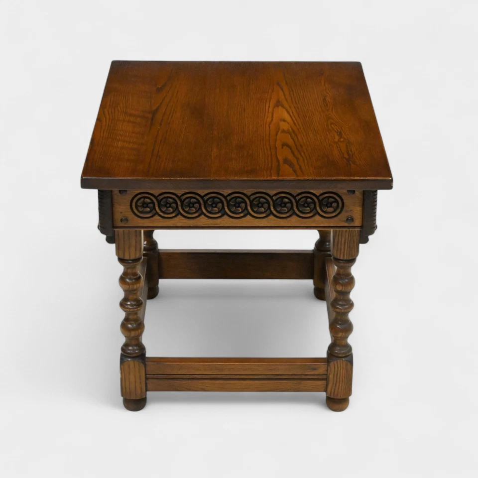 Old Charm Side Table Lamp Table Light Oak Bobbin Turned Legs FREE UK Delivery - Image 3 of 4