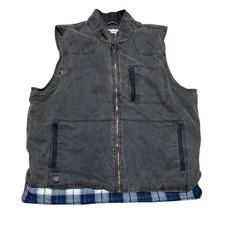 Cody James Stone Washed Canvas Vest Sz 2XL Gray Western Flannel Lined Mens