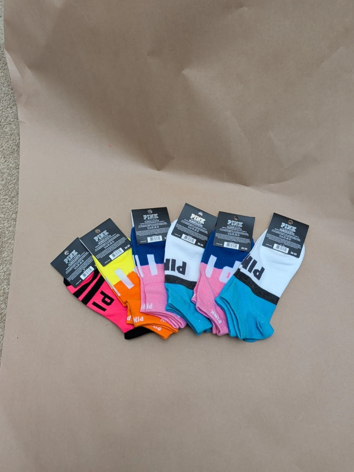 New With Tags Victoria's Secret PINK Low Socks 6 Pairs red pink and purple