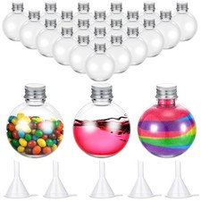 24 Pcs Spherical Plastic Potion Bottles Ball Shape Round 3.4 oz Sand Art Jar