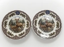 2 Royal Stafford Homeland Stag Deer Thanksgiving 11” Dinner Plates Set of 2 New