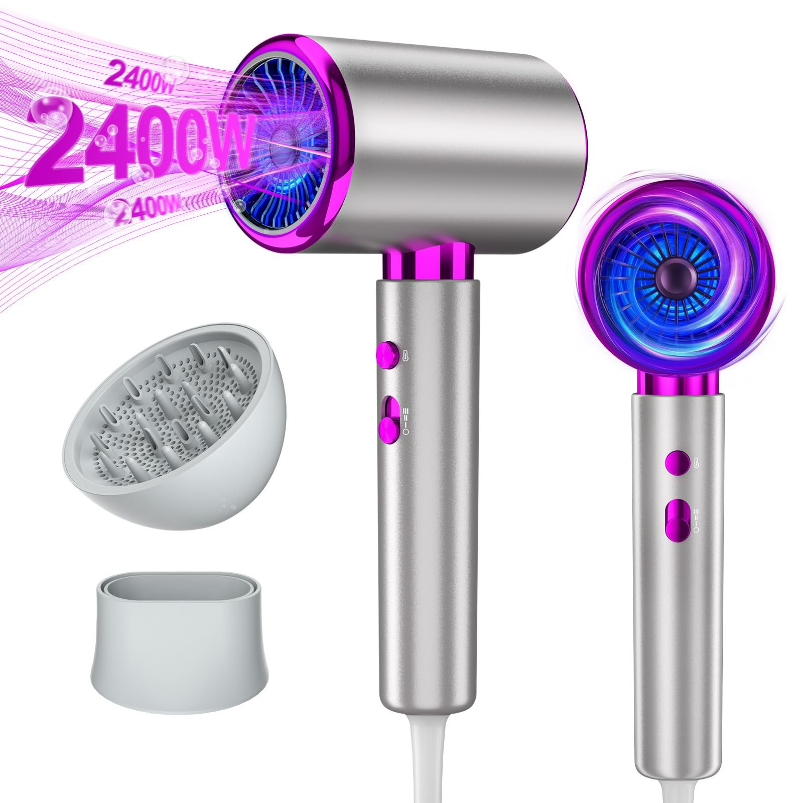 Asciugacapelli DMTIVMG 2400W Professionale: Capelli Lucidi e Sani