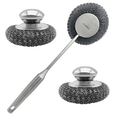 Chaxidu Stainless Steel Wool Scrubber Set Long Handle Handle Brushes Metal