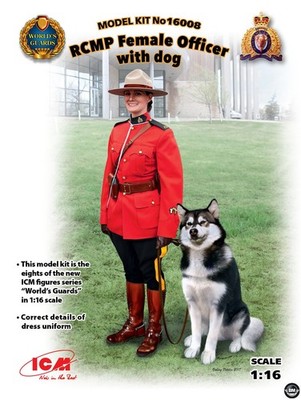 ICM RCMP Female Officer with Dog Weiblicher Offizier 1:16 Figur Bausatz 16008