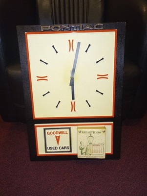 Pontiac Goodwill Used Cars Sign Clock Calendar 1977 1978 Original NOS