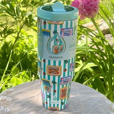 Manna Bracelet Tumbler 32oz Anchovies Sardine Stripes Flip Straw Euro Summer NWT