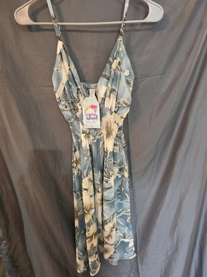 Sunny Island Hawaii Maxi Blue Floral Halter Dress One Size Strait  From HAWAII 