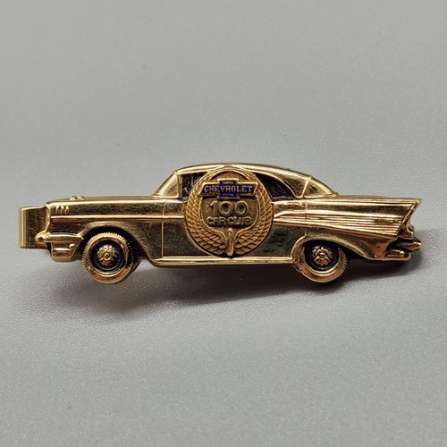Vtg 50s Chevrolet Tie Clip 100 Car Club Sales Award Chevy RARE 12K GF 1956 1957 - Picture 3 of 8
