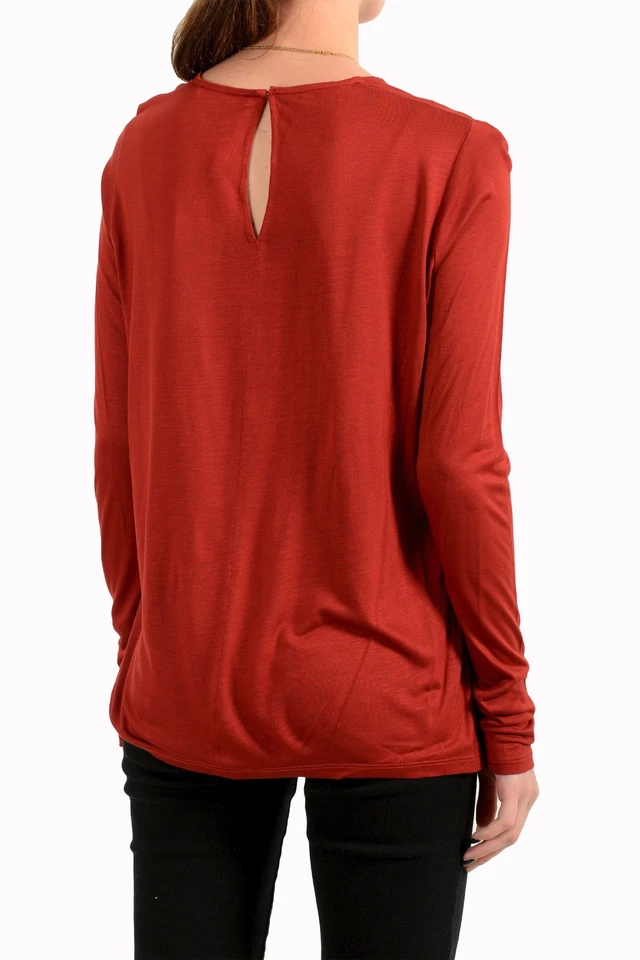 Blusa Top Hugo Boss Para Mujer "Erafa" Roja Manga Larga US S IT 40 Foto 3 de 4
