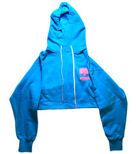 Cropped Hooded 100 Cotton Blue Sweatshirts Chiara Ferragni w/ Drawstrings