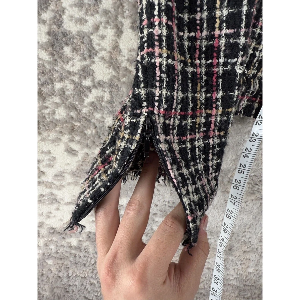 Chaqueta Style & Co Petites Talla 14P Flecos Manga Larga Cremallera 2 Vías Negro Rosa Foto 3 de 4