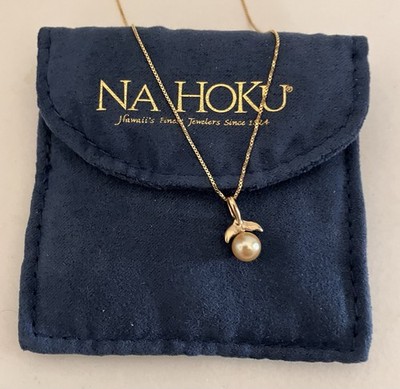 Na Hoku 14k Walschwanz mit champagnerrosa Perle & 20 in 14k Kette Delfin zierlich