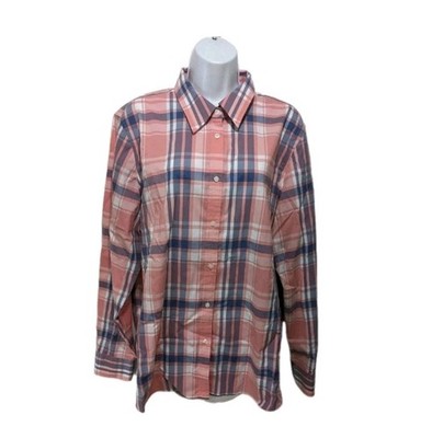 Chaps No Iron Shirt Womens 2XL XXL Button Up Long Sleeve Plaid #2700
