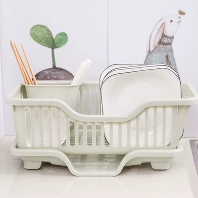 Dish Drying Kitchen Utensils Drainer Rack with Drain Board Countertop Dinnerware