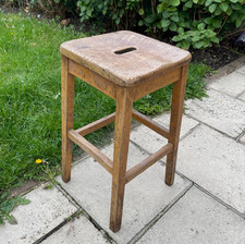 School Stool Wooden Laboratory Science Kitchen Breakfast Vintage Lab Wood