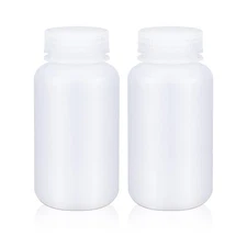 8.4 oz Wide Mouth Lab Reagent Bottle 2 PCS Translucent HDPE Leak-proof Jar