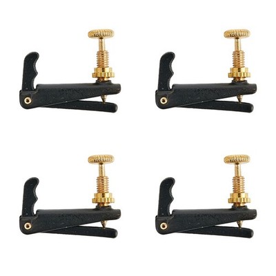 4 Pcs Metal Violin Fine Tuner String Adjuster Tuning Black for 4/4 3/4 Violins