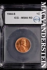 1944-S Lincoln Wheat Cent-ICG MS 66 RD Choice Gem BU No Reserve #SLL640