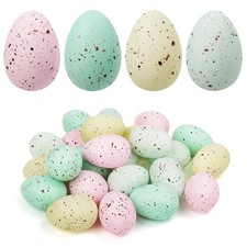 24 Pcs Plastic Speckled Easter Eggs, 2.4in 4 Colors Faux Pastel Speckled Eggs