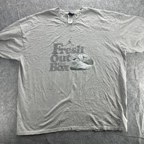 Jordan Shirt Mens 3XL Gray Fresh Out the Box Air 5 Retro Basketball Tee 2000s