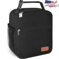 Durable Insulated Lunch Box Portable Meal Prep Bag W/ Water Bottle Holder New