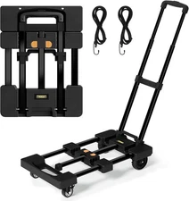 Folding Hand Truck 500 LB, Portable Heavy Duty Dolly Cart with 4 Wheels & Ext...