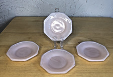 Lot of 4 - Vtg AKRO AGATE Child  s OCTAGONAL Saucers Dishes Tea Set Blush Pink