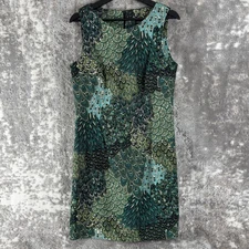 Connected Apparel Size 12 Floral Paisley Print Mini Sheath Dress Sleeveless Zip