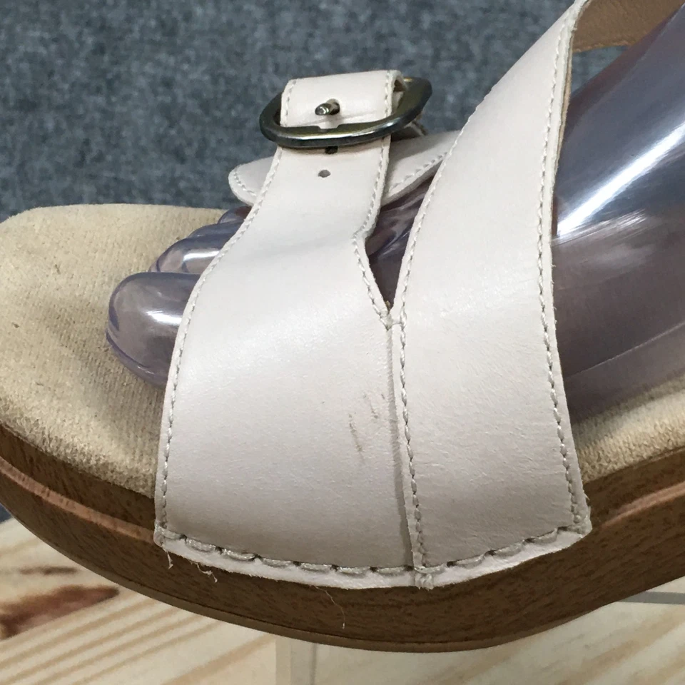 Sandalias Dansko para mujer 41 Shari con tiras de cuero beige a presión punta abierta tacones en bloque Foto 3 de 4