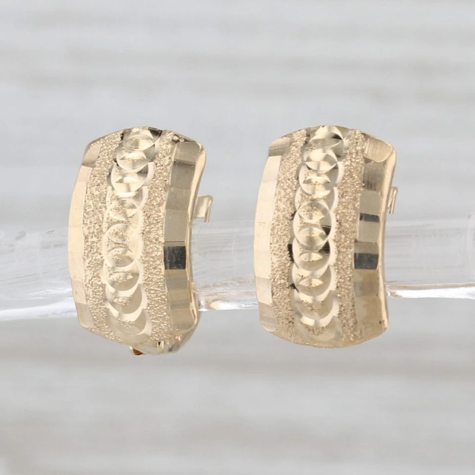 Small Textured Drop Earrings 18k Yellow Gold Snap Top Lever Backs - Image 2 of 4