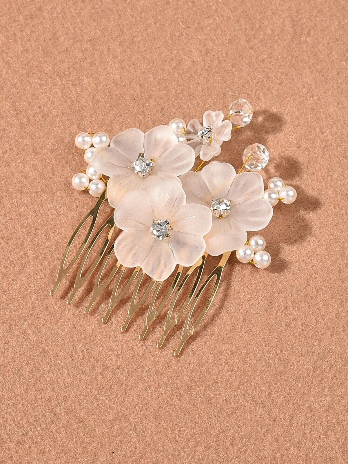 Beautiful Stylish Bridal White Flower 2 PC Hair Comb Set