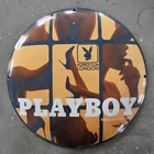 VINTAGE CONVEX 1953 PLAYBOY USA OLD GASOLINE OIL GAS PUMP ENAMEL PORCELAIN SIGN