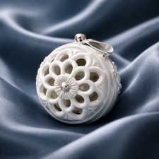 2011 Pandora White  Silver Christmas Porcelain Limited Edition Ball Ornament