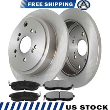 (2) Rear Brake Rotors (4) Brake Pads For 2003-08 Pilot 2002-06 Acura MDX H10 CA